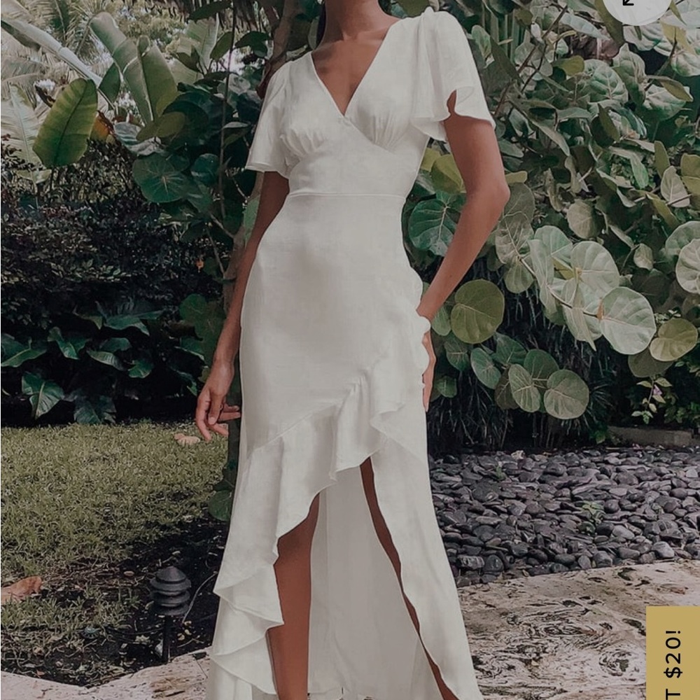 Lulus white satin dress long